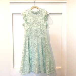 Zunie, girls 16, mint green lace overlay dress, fully lined, back zip, NWT